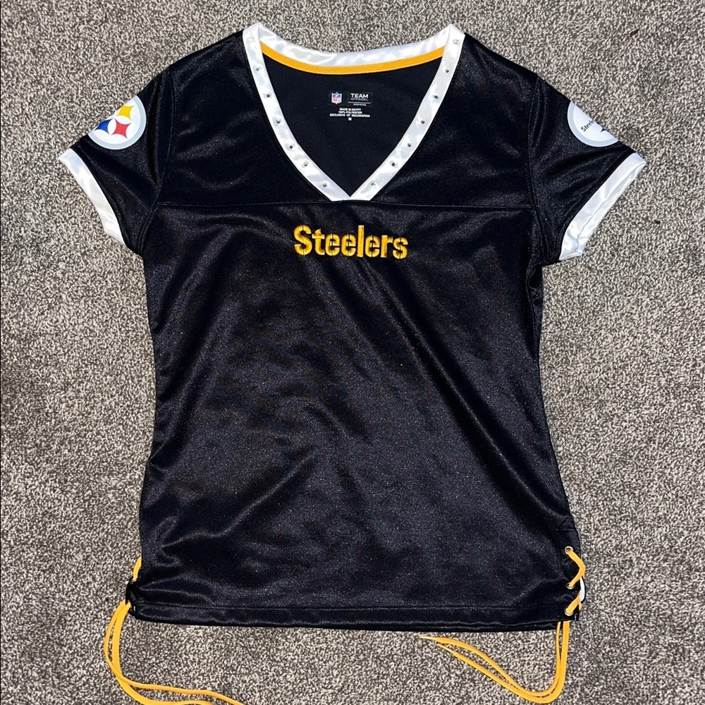 NFL Steelers Black and Gold V-Neck Jersey